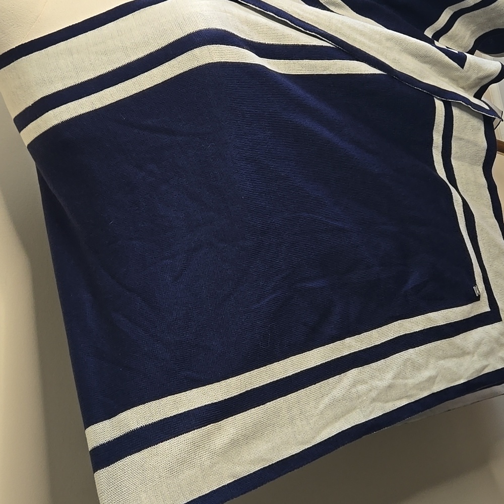 Ralph Lauren Navy White Wrap Sweater Nautical Preppy Coastal Classic One Size - Picture 3 of 5